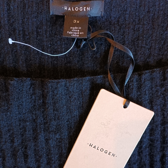 Halogen Puff Sleeve Square Neck Wool Blend Black Sweater 3X - Picture 4 of 7